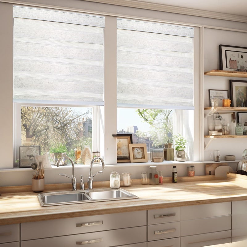 CHICOLOGY Zebra Blinds, Roller Window Shades, Blinds for Windows, Roller Shades for Windows, Window Shades for Home, Window Shades, Pull Down Shades for Windows, 47" W X 72" H, Basic Natural - Image 4